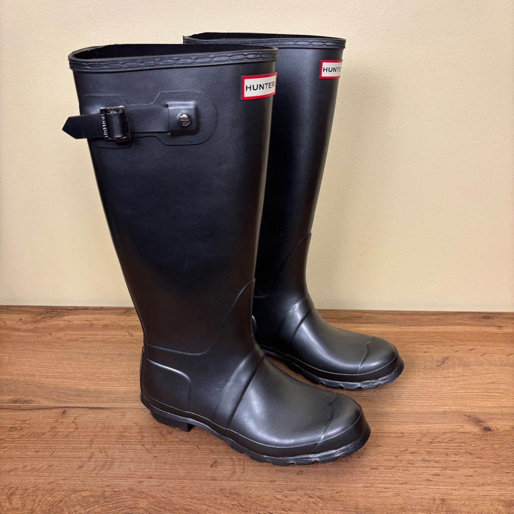 HUNTER Original Tall Nebula Waterproof Rain Boot Silver Women Size 7 Rubber